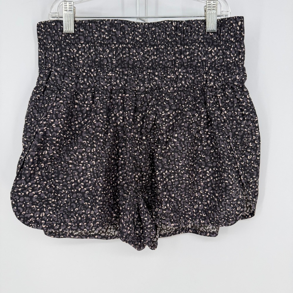 FP Movement The Way Home Shorts Womens Medium Black Animal Print High Rise Gym